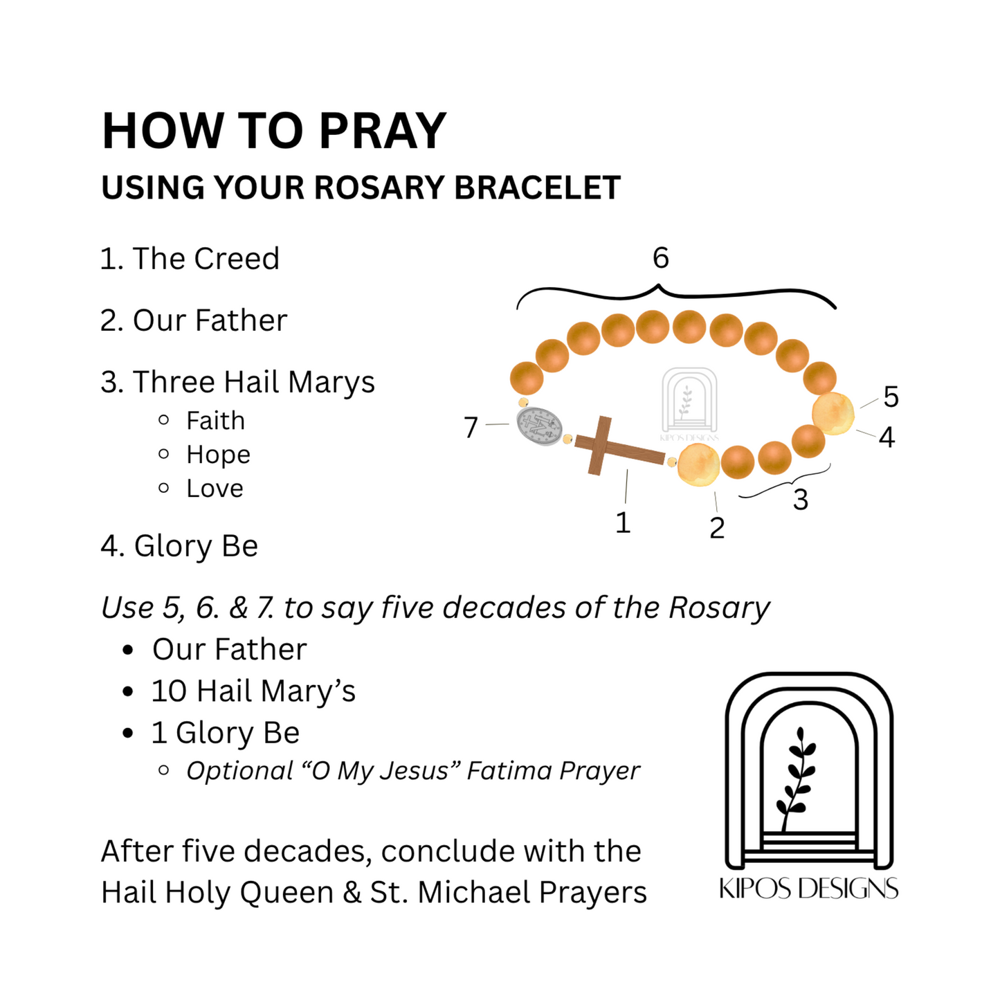 6mm Rainbow Glass Opal Rosary Bracelet with Bright Gold & White Turquoise | Customized Catholic Saint Medal